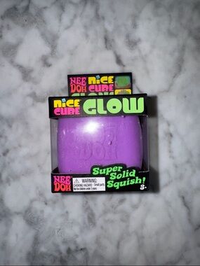 NWT Nee Doh Viral Nice Cube Glow Super Solid Squish - Purple